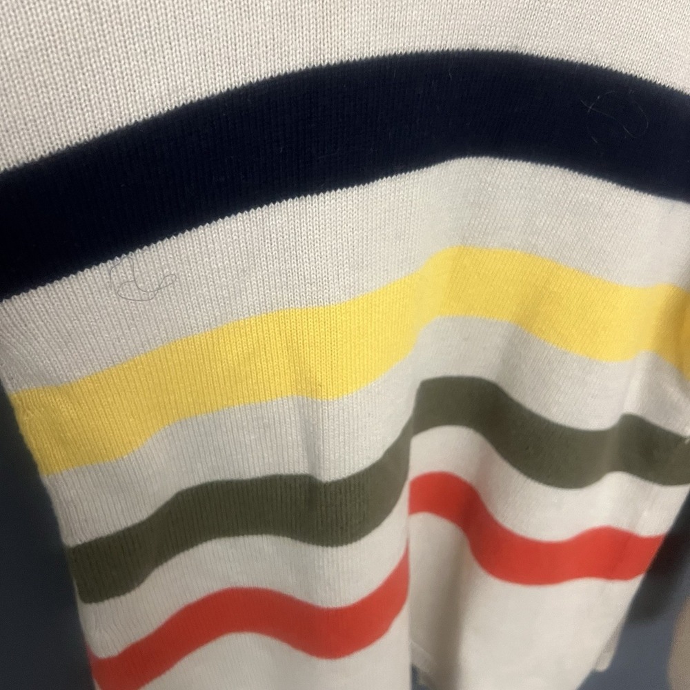 TALBOTS Women's Stripe‎ Open Front Lambs Wool Blend Cardigan Sweater Medium - Picture 4 of 8